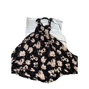 Ina Semi Formal  Backless Strappy Sleeve Black Floral Dress A line Size Medium